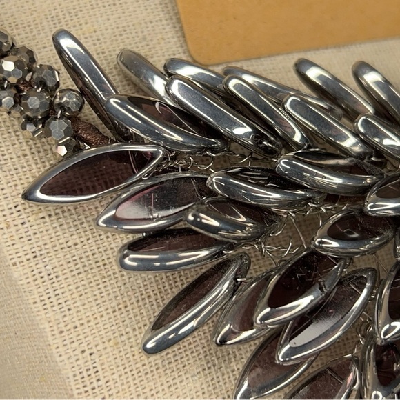 AERAVIDA GLASS BEAD NECKLACE STATEMENT HANDMADE EVENT GOTH FORMAL EVENING BLACK - Picture 3 of 14